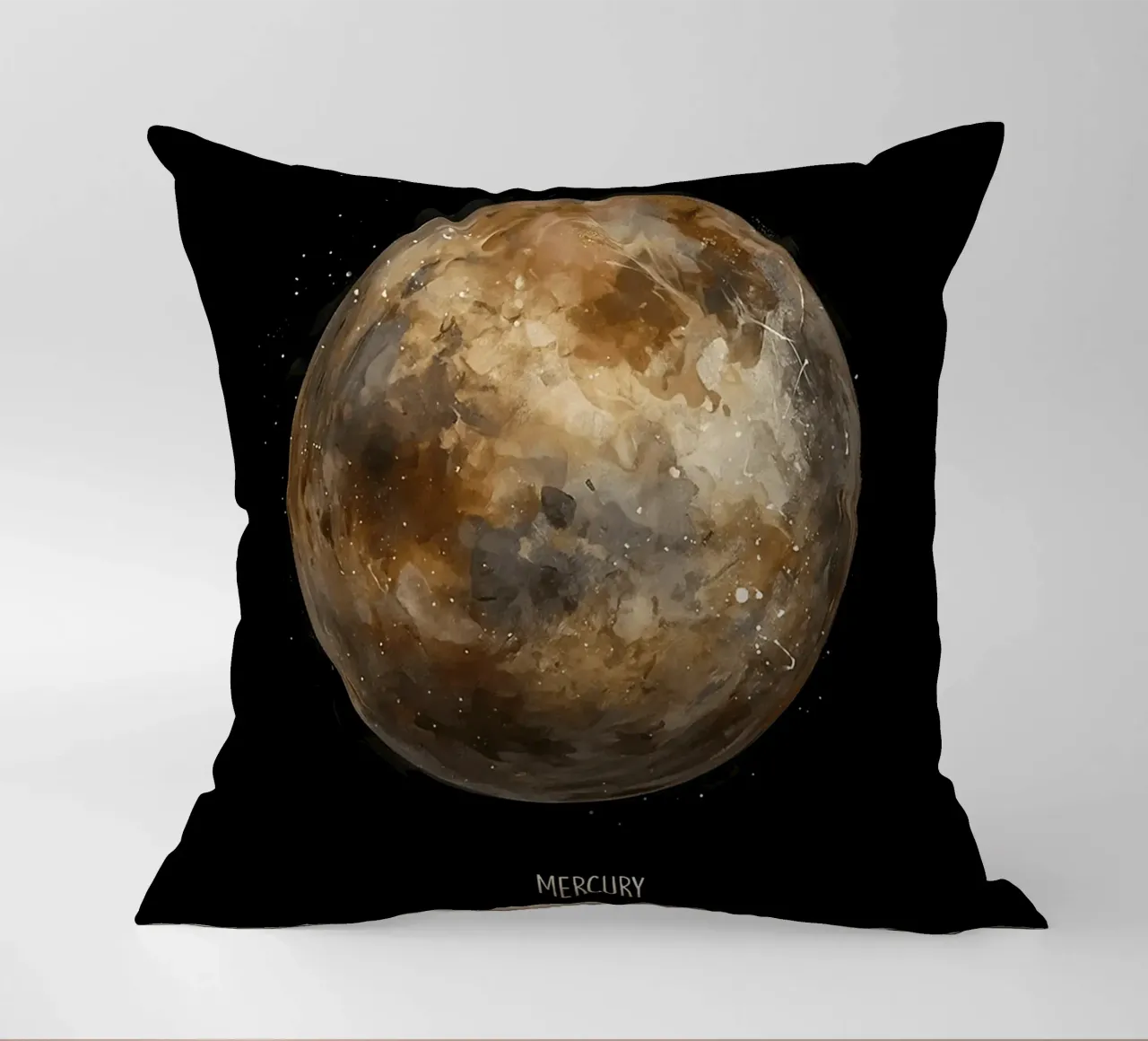Mercury: Watercolor Planet cuscino da BadrBrand