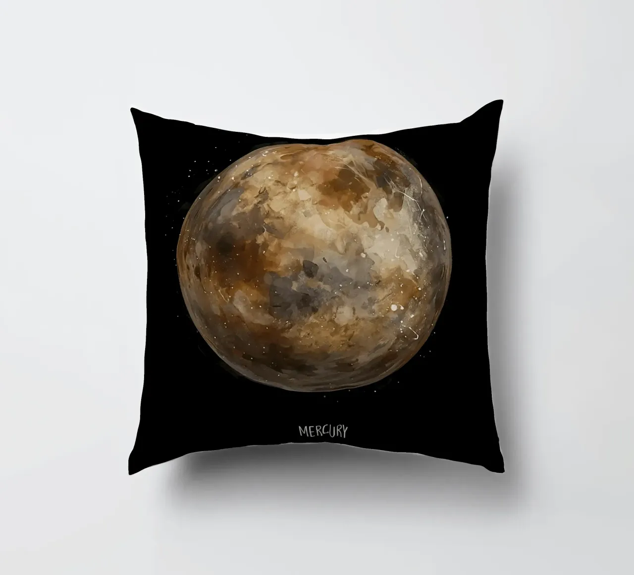 Mercury: Watercolor Planet cuscino da BadrBrand