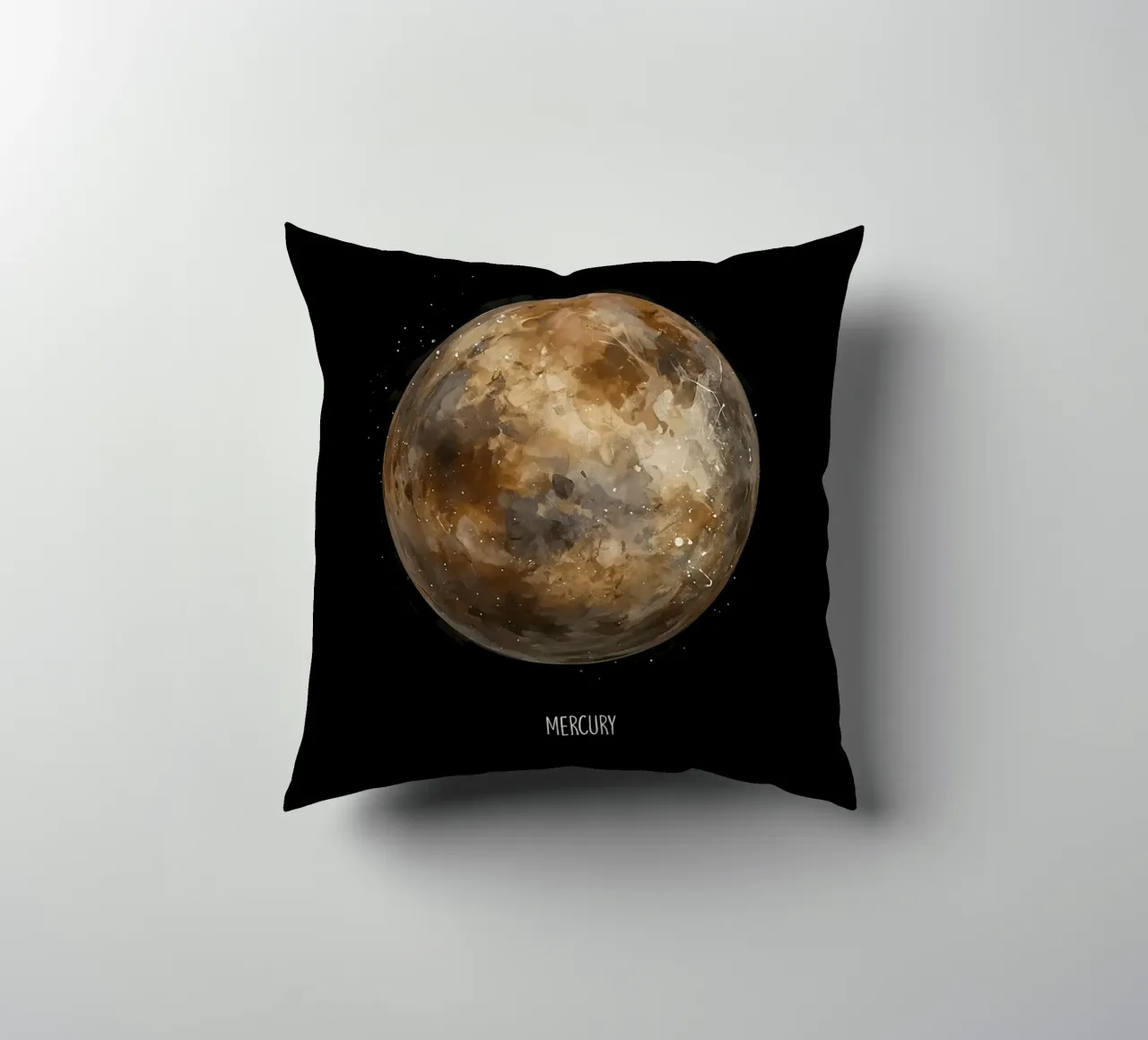 Mercury: Watercolor Planet cuscino da BadrBrand