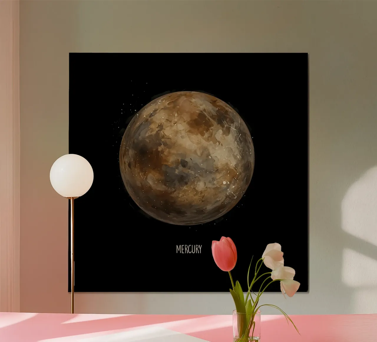 Mercury: Watercolor Planet poster con telaio in plastica da BadrBrand