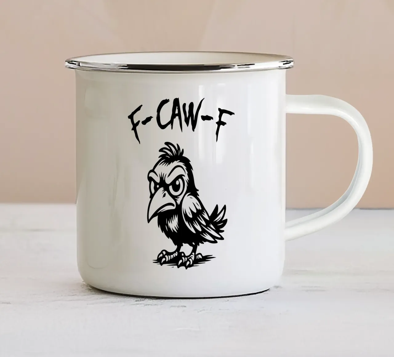 corvo divertente fcawf tazza in smalto da raflessia