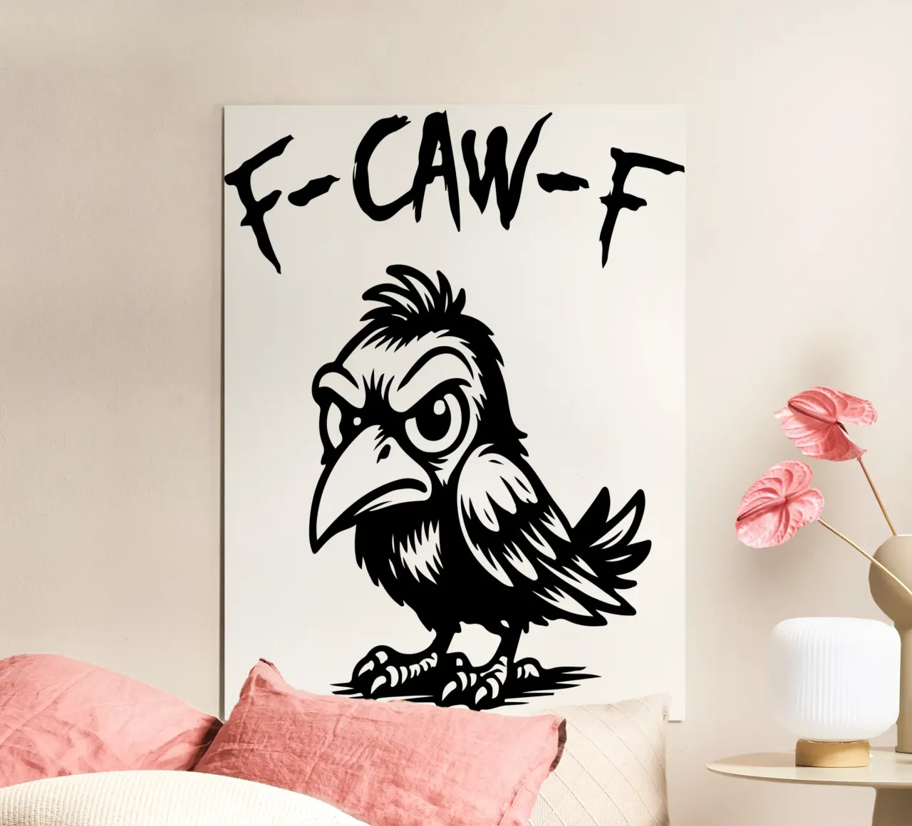 corvo divertente fcawf poster con telaio in legno da raflessia