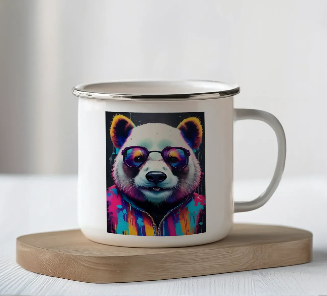 Panda con occhiali tazza in smalto da MakArena