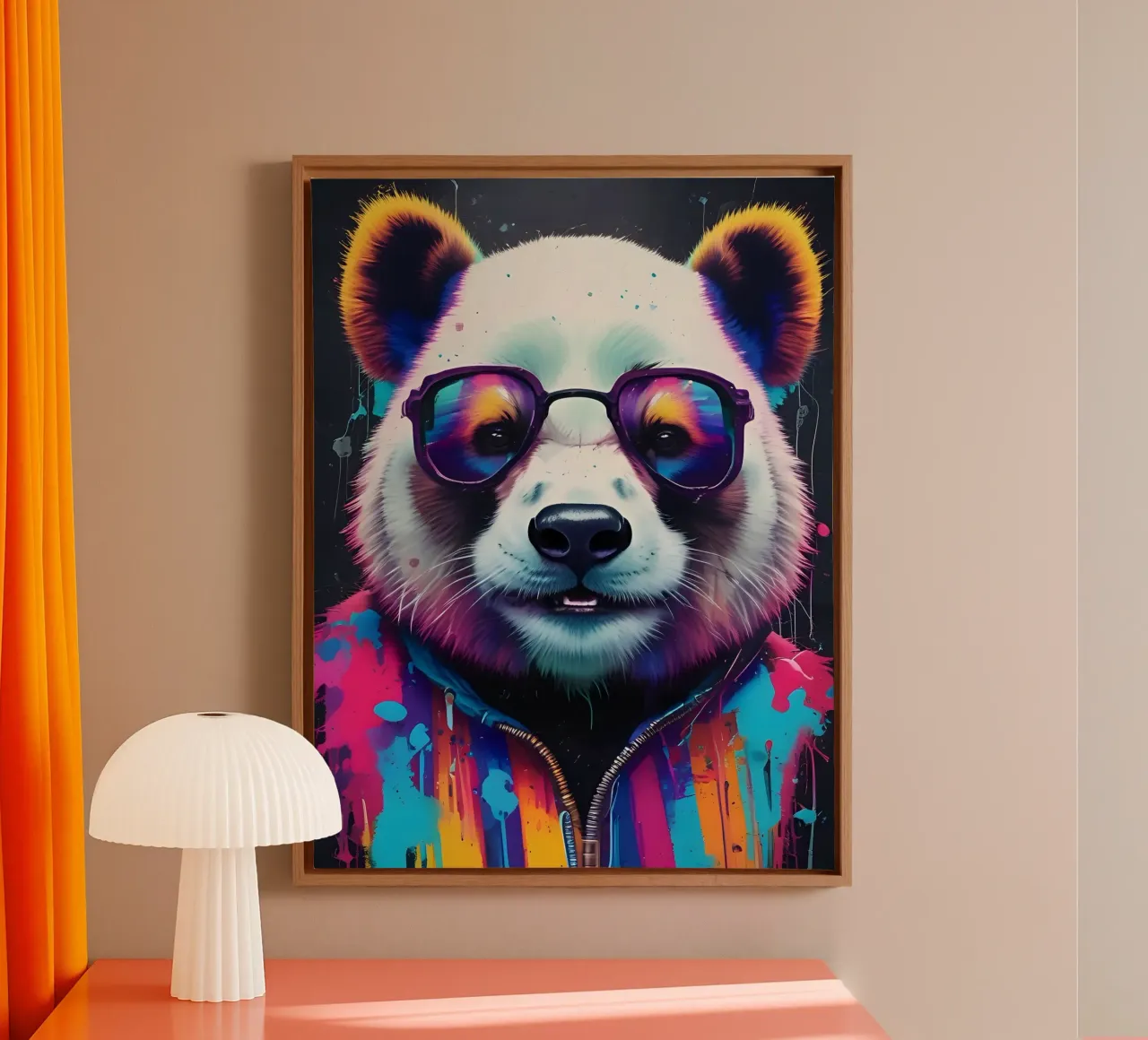 Panda con occhiali tela con Cornice a cassetta da MakArena