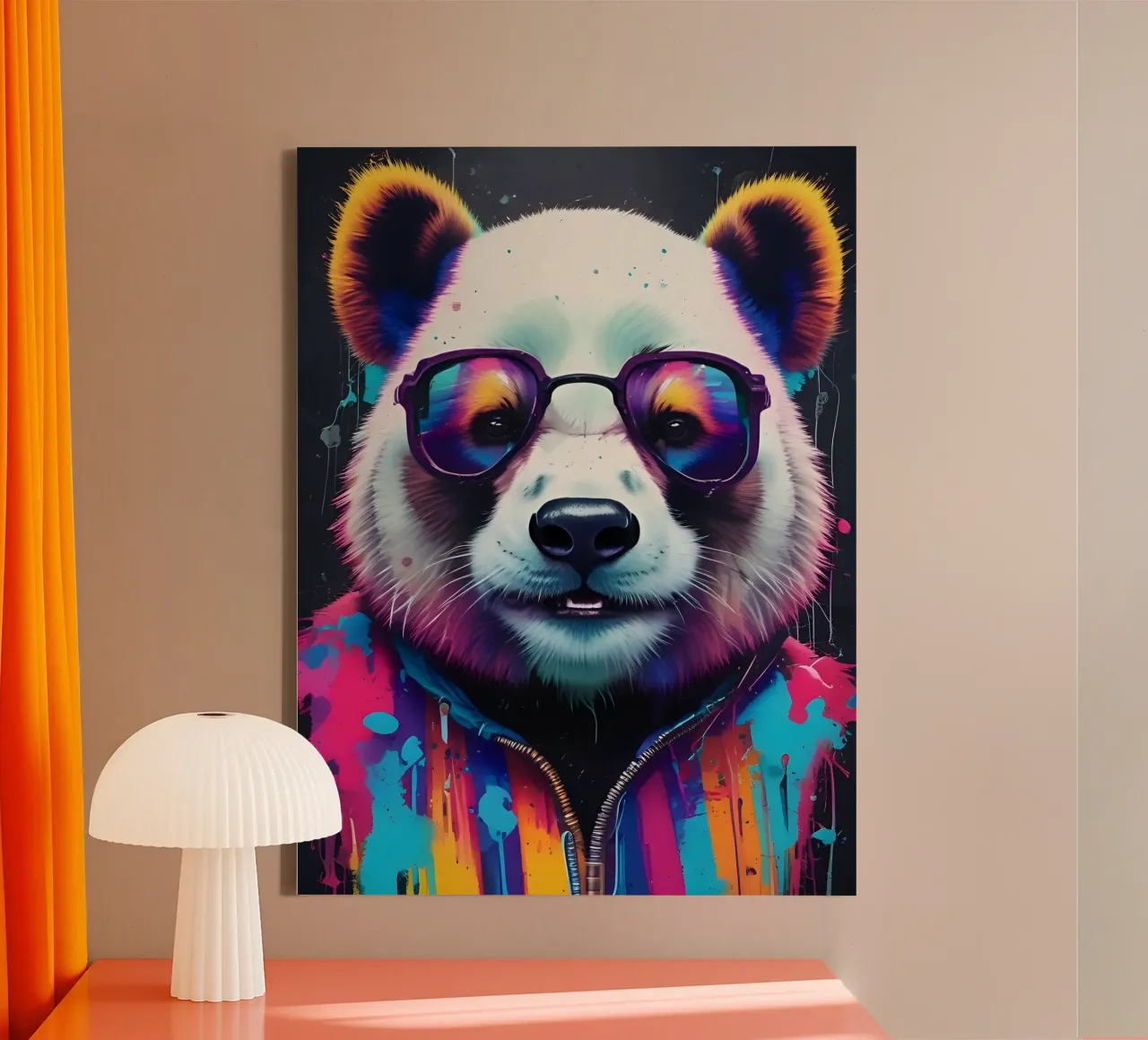 Panda con occhiali tela con Cornice a cassetta da MakArena