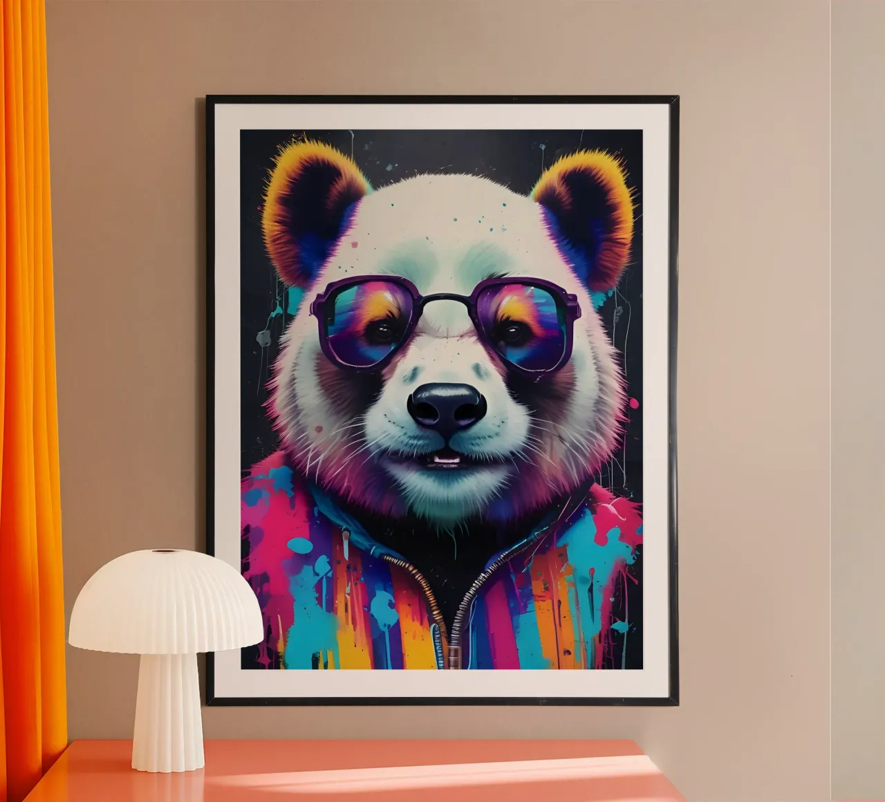 Panda con occhiali poster con telaio in alluminio da MakArena