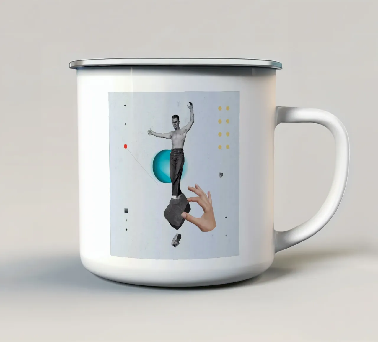 Ballance enamel mug by Evgeniy Stepanets