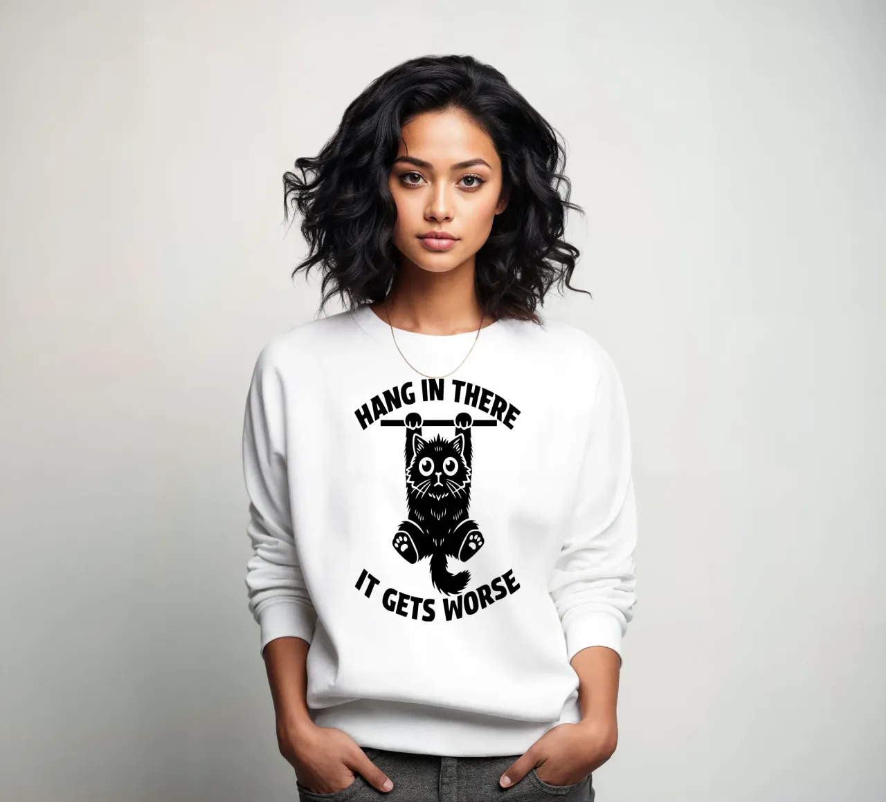 Hang In There It Gets Peor Funny Cat sudadera de raflessia