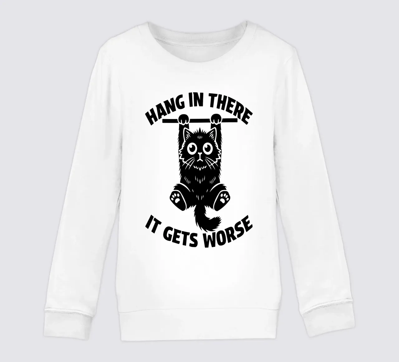 Hang In There It Gets Peor Funny Cat sudadera para niño de raflessia