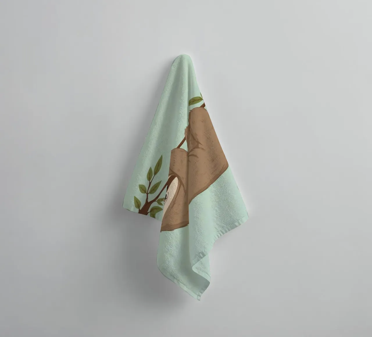 Cartoon Sloth Hanging from a Tree Branch towel by DesignDoodle
