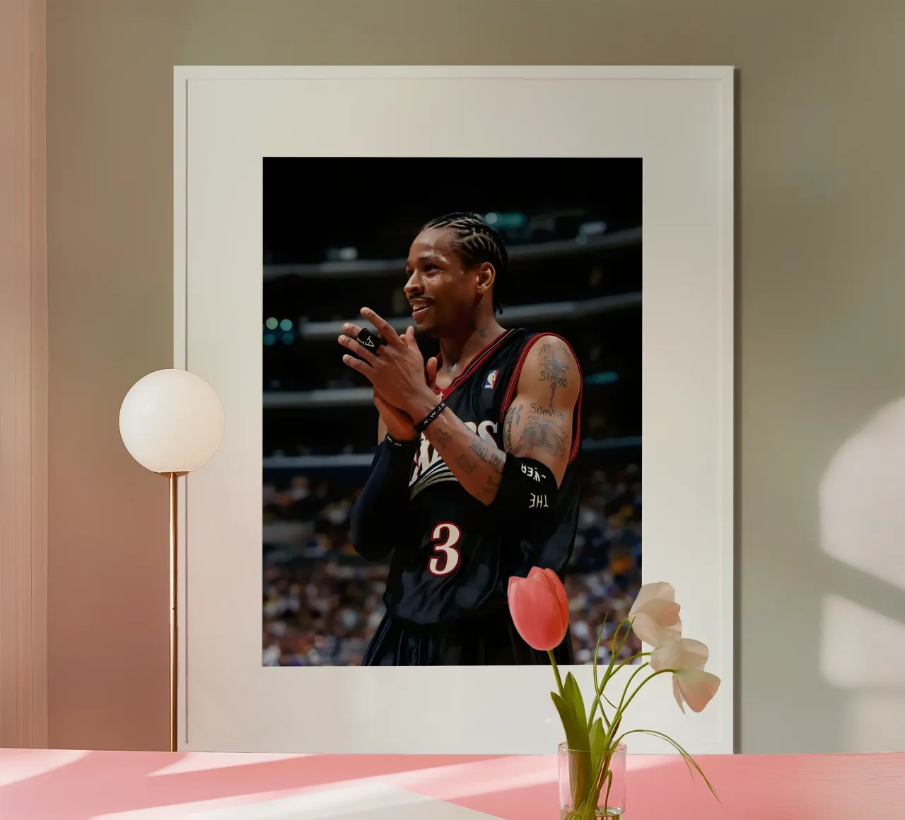 Allen Iverson poster con telaio in plastica da Low poly art