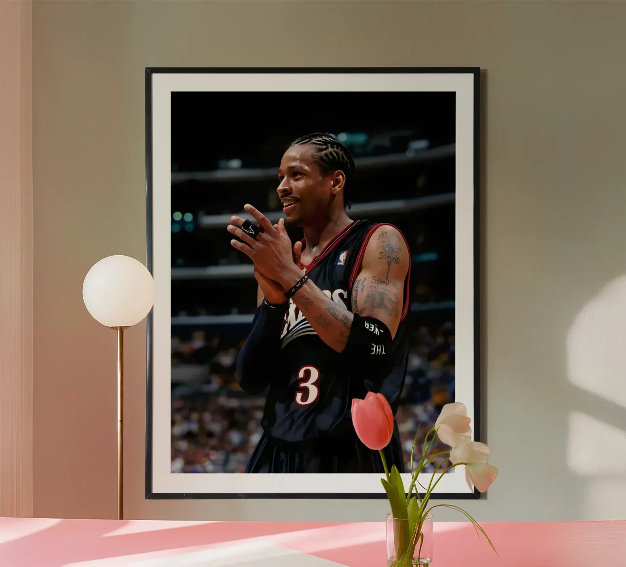 Allen Iverson poster con telaio in plastica da Low poly art