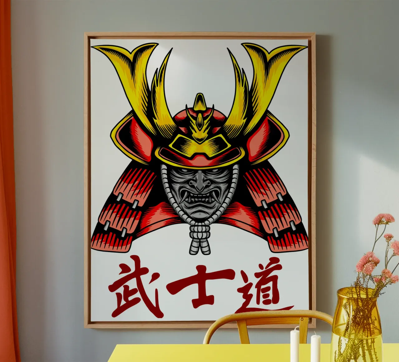 samurai giapponese mascherato tela con Cornice a cassetta da roosses