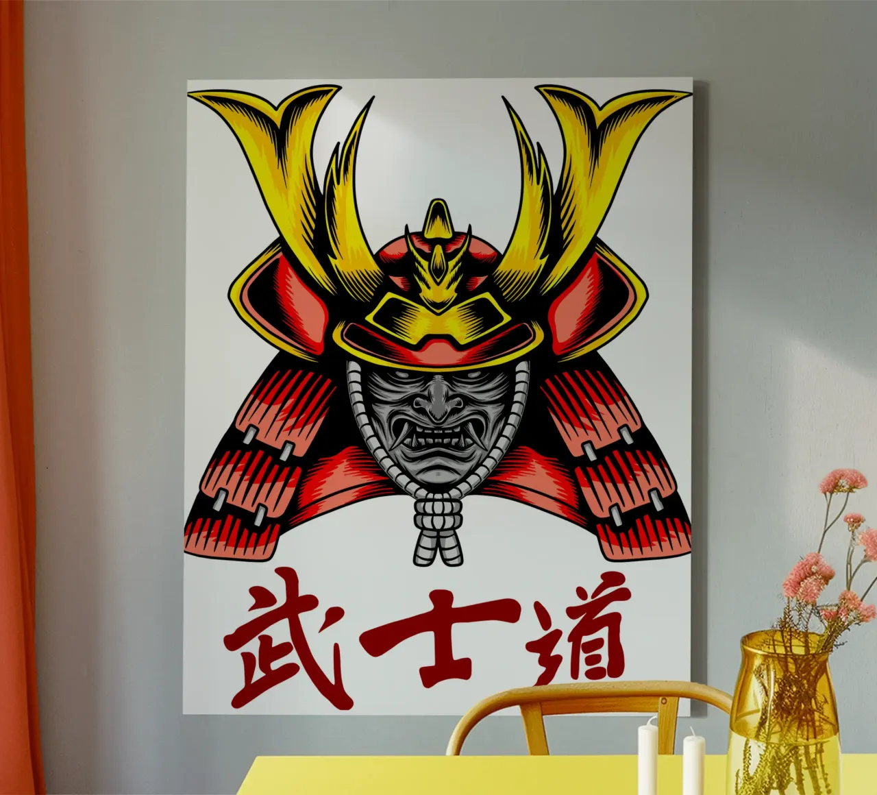 samurai giapponese mascherato tela con Cornice a cassetta da roosses