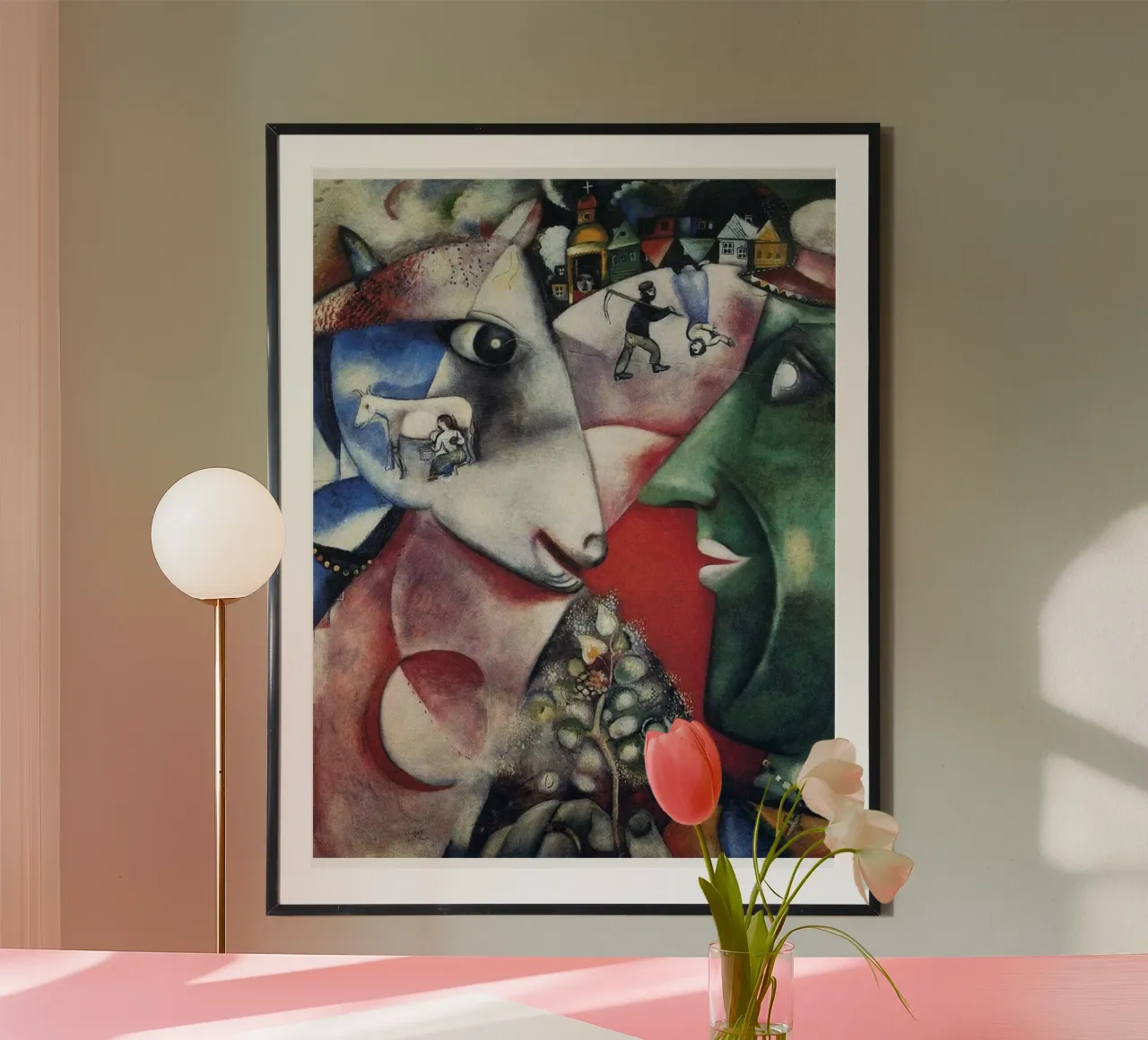 Io e il villaggio, 1911 di Marc Chagall poster con telaio in alluminio da Cindy Cronin