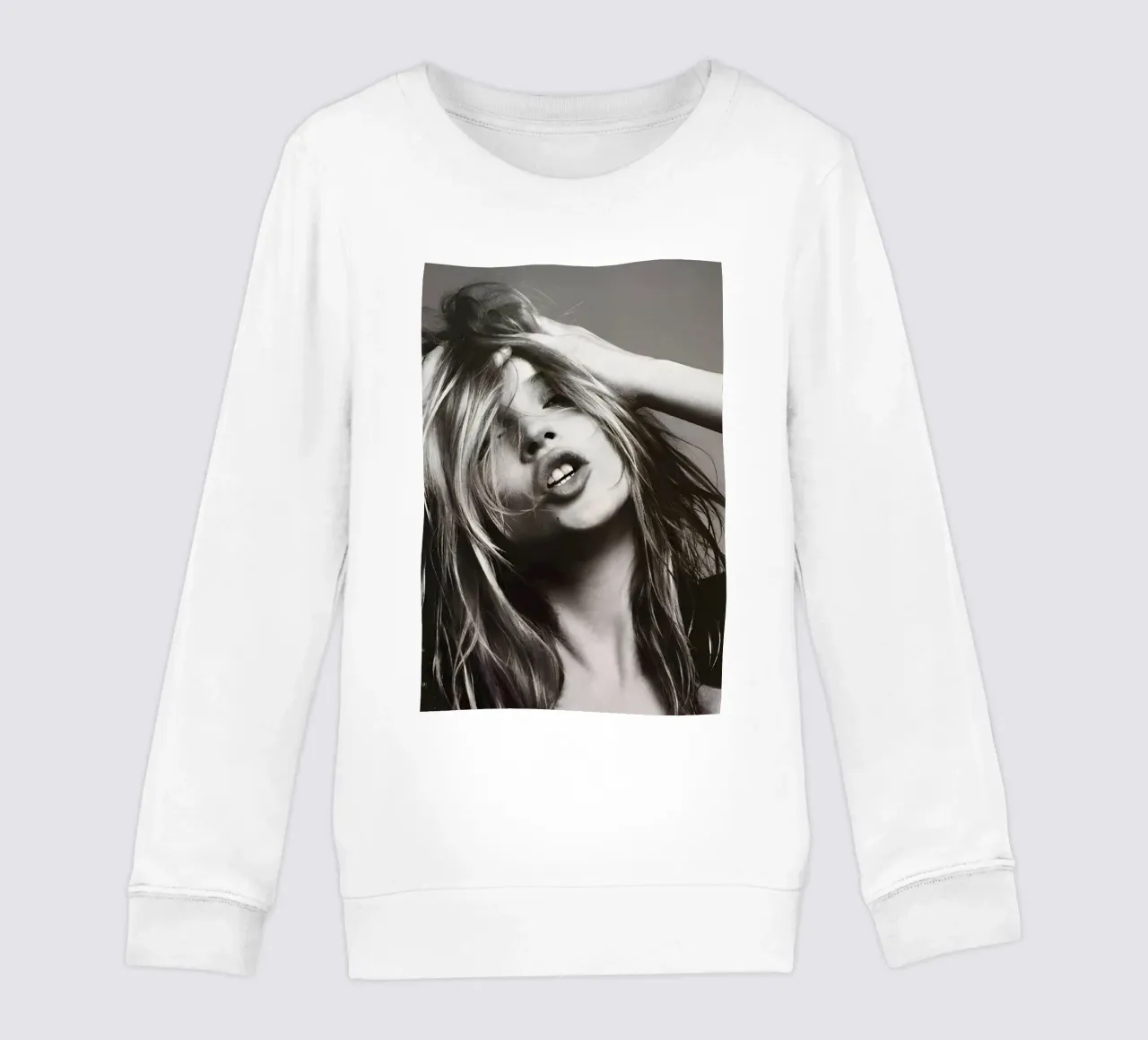 Kate Moss con la testa in mano felpa bambino da Klia M_Art