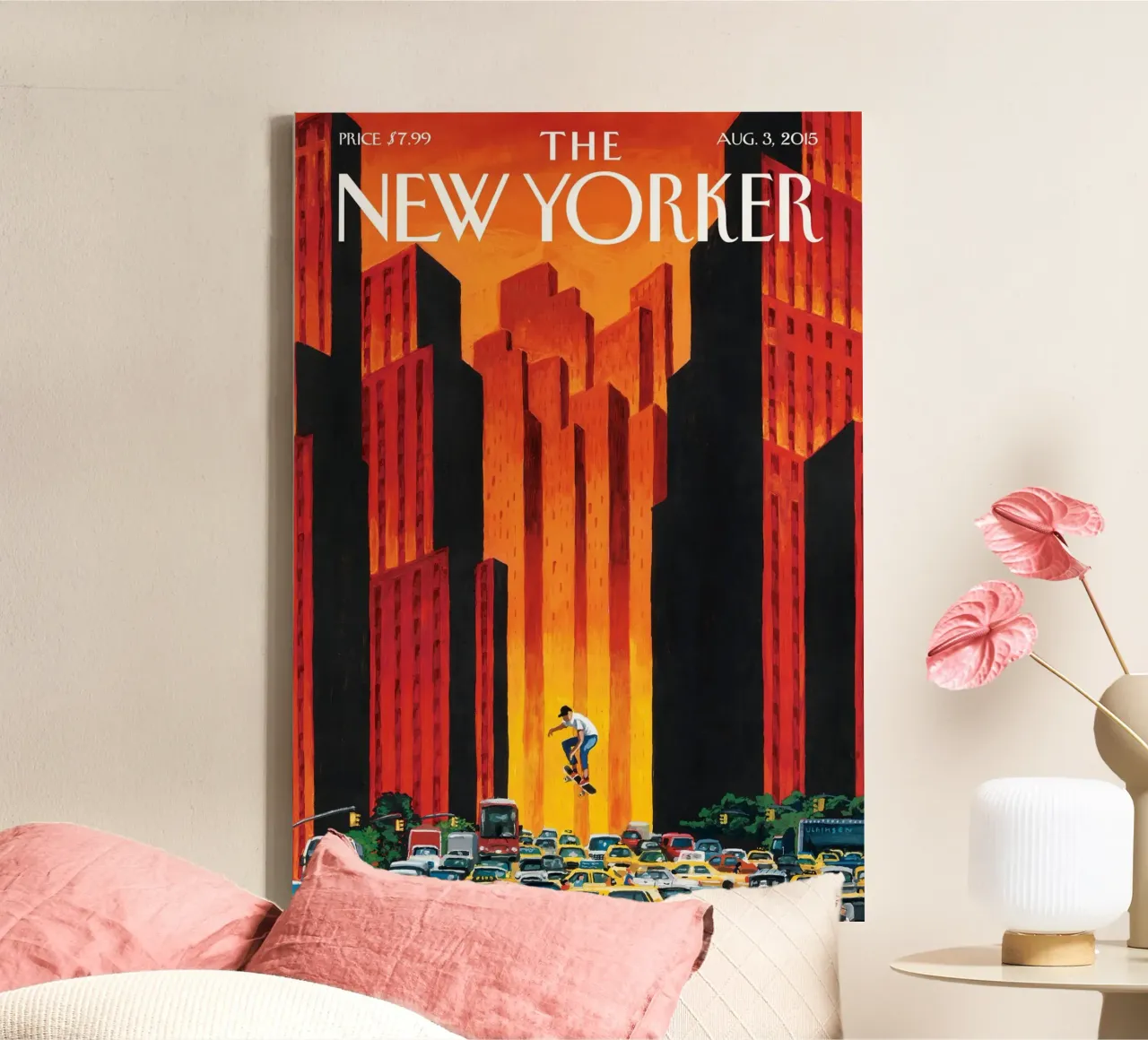 Il New Yorker agosto 2015 tela con Cornice a cassetta da Mr.Lorenzo