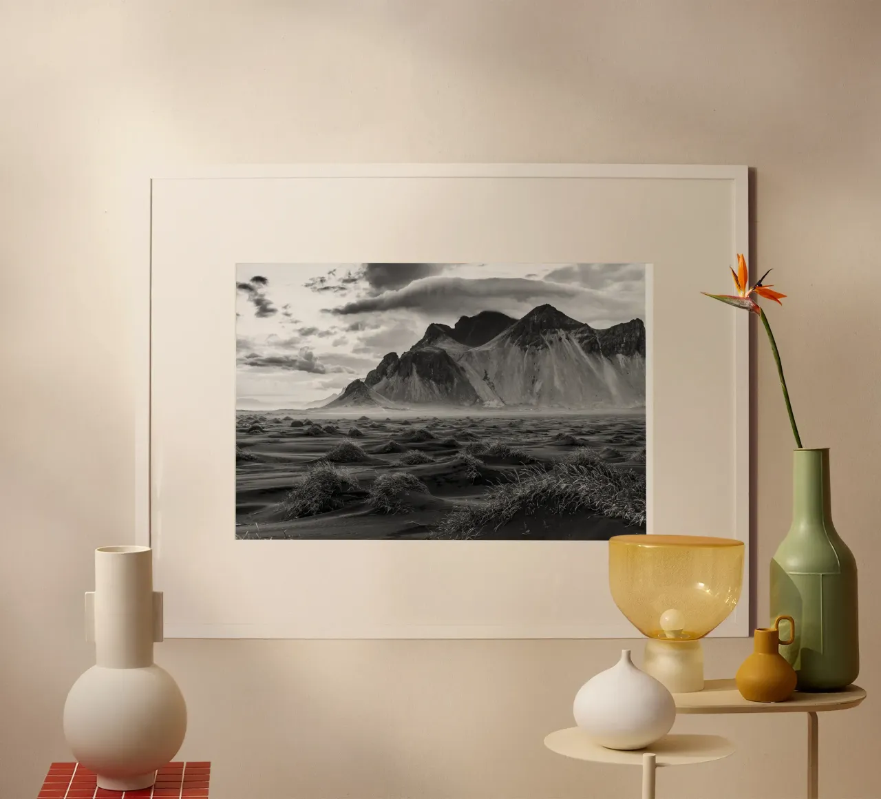 Spiaggia di Stokksnes poster con telaio in legno da thetraveller