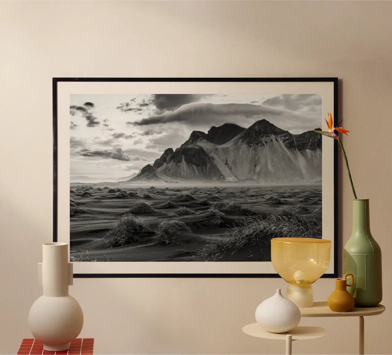 Spiaggia di Stokksnes poster con telaio in legno da thetraveller