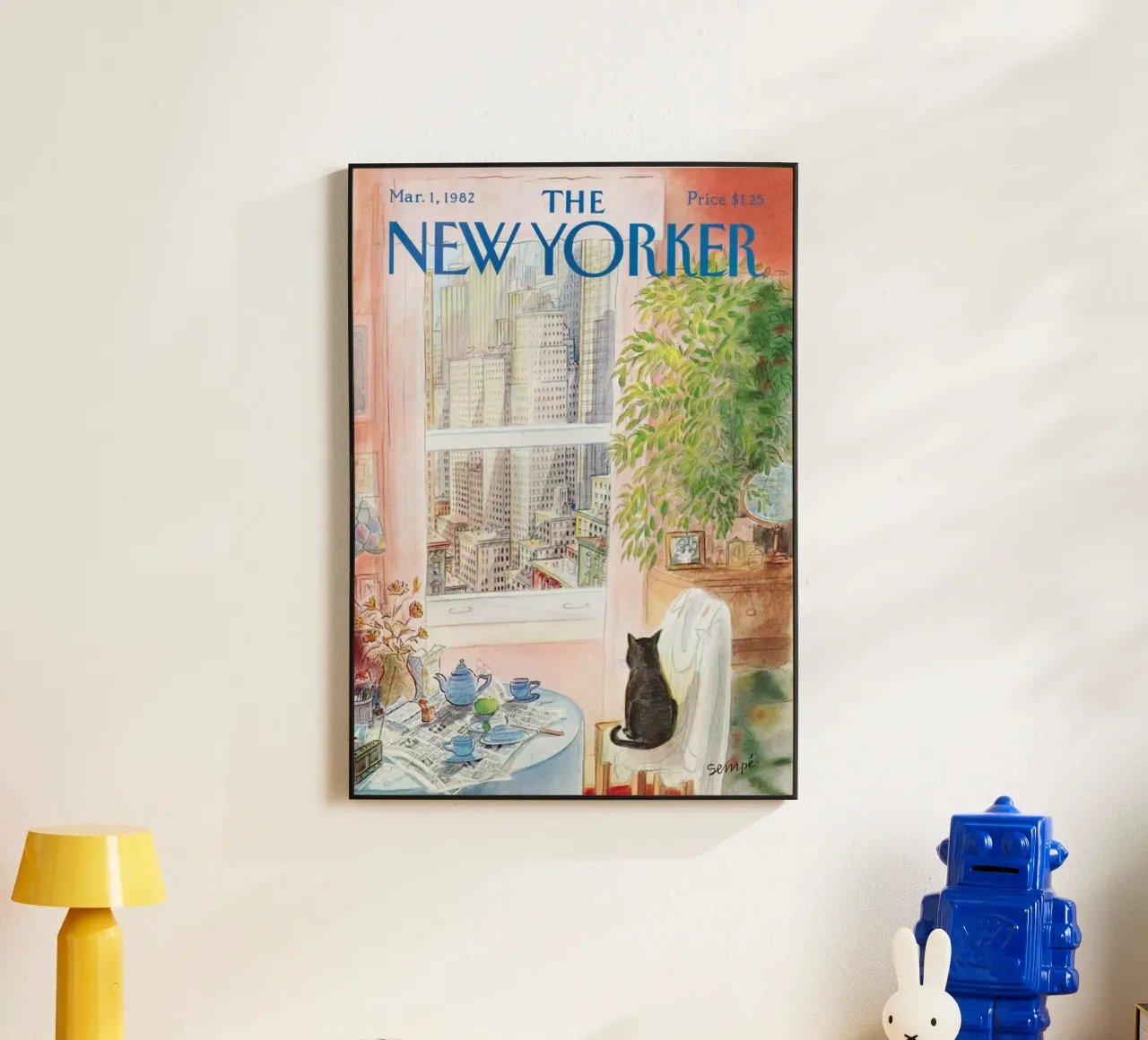 De new yorker oog in oog met de kat puzzel aluminium-dibond van Mr.Lorenzo