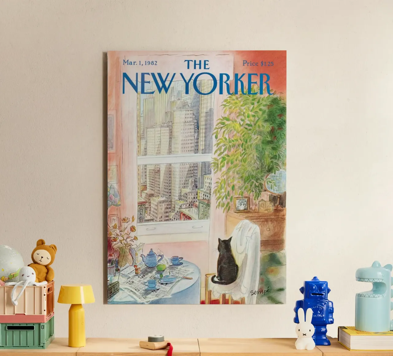 De new yorker oog in oog met de kat puzzel aluminium-dibond van Mr.Lorenzo