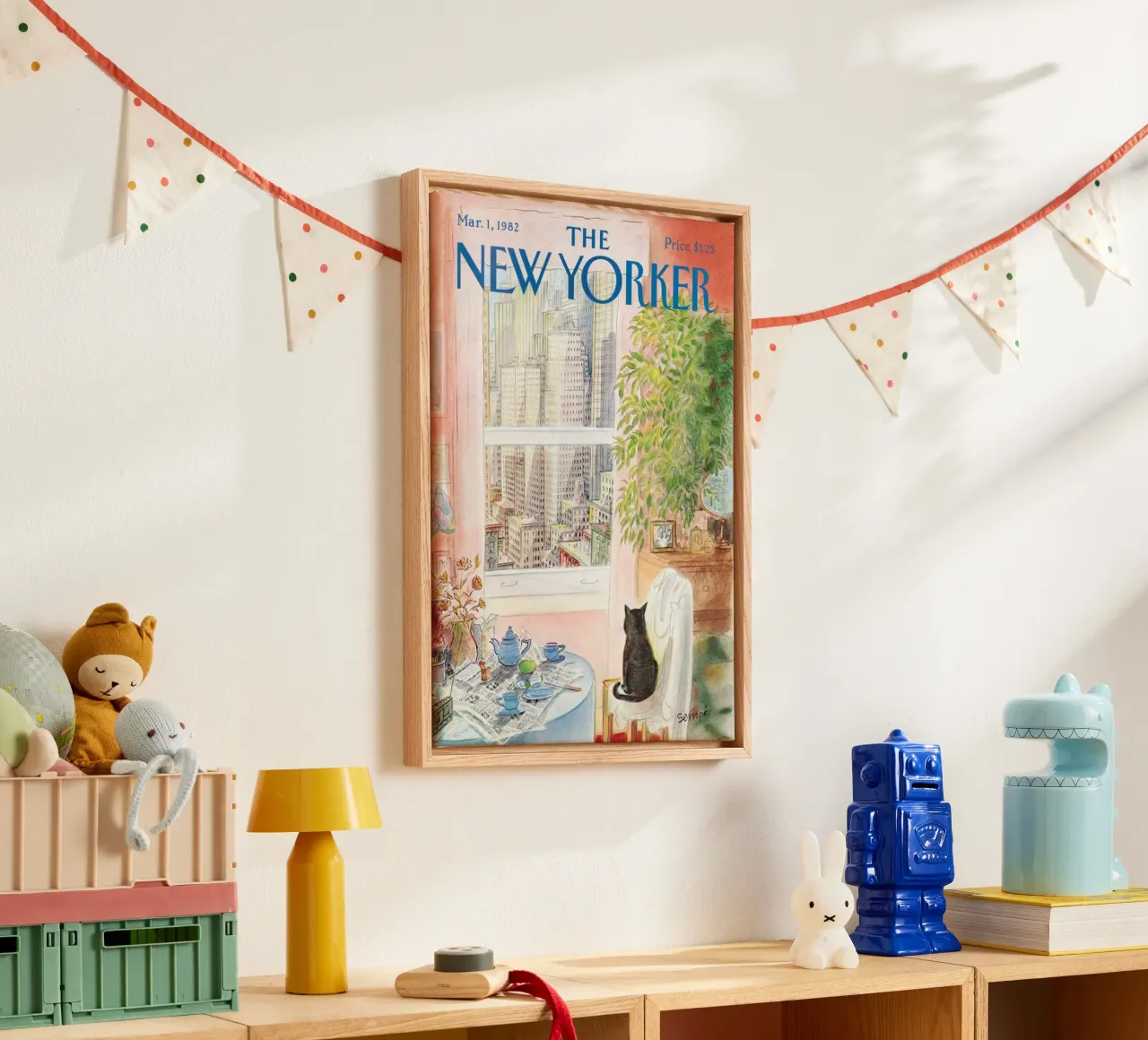 De new yorker oog in oog met de kat puzzel canvas met Baklijst van Mr.Lorenzo