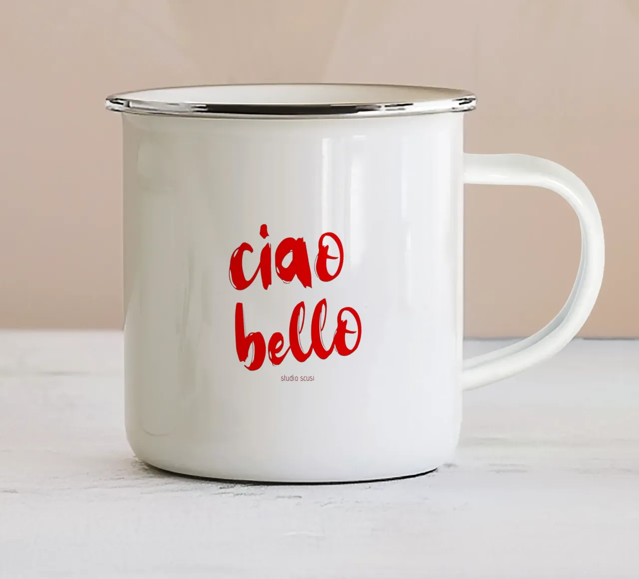 ciao bello - Hallo Hübscher tazza in smalto da studio scusi