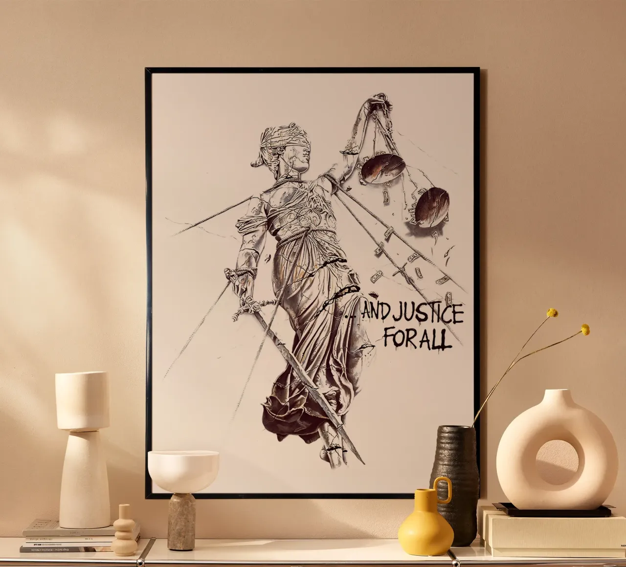 Metallica For All poster con telaio in legno da DupreesArt