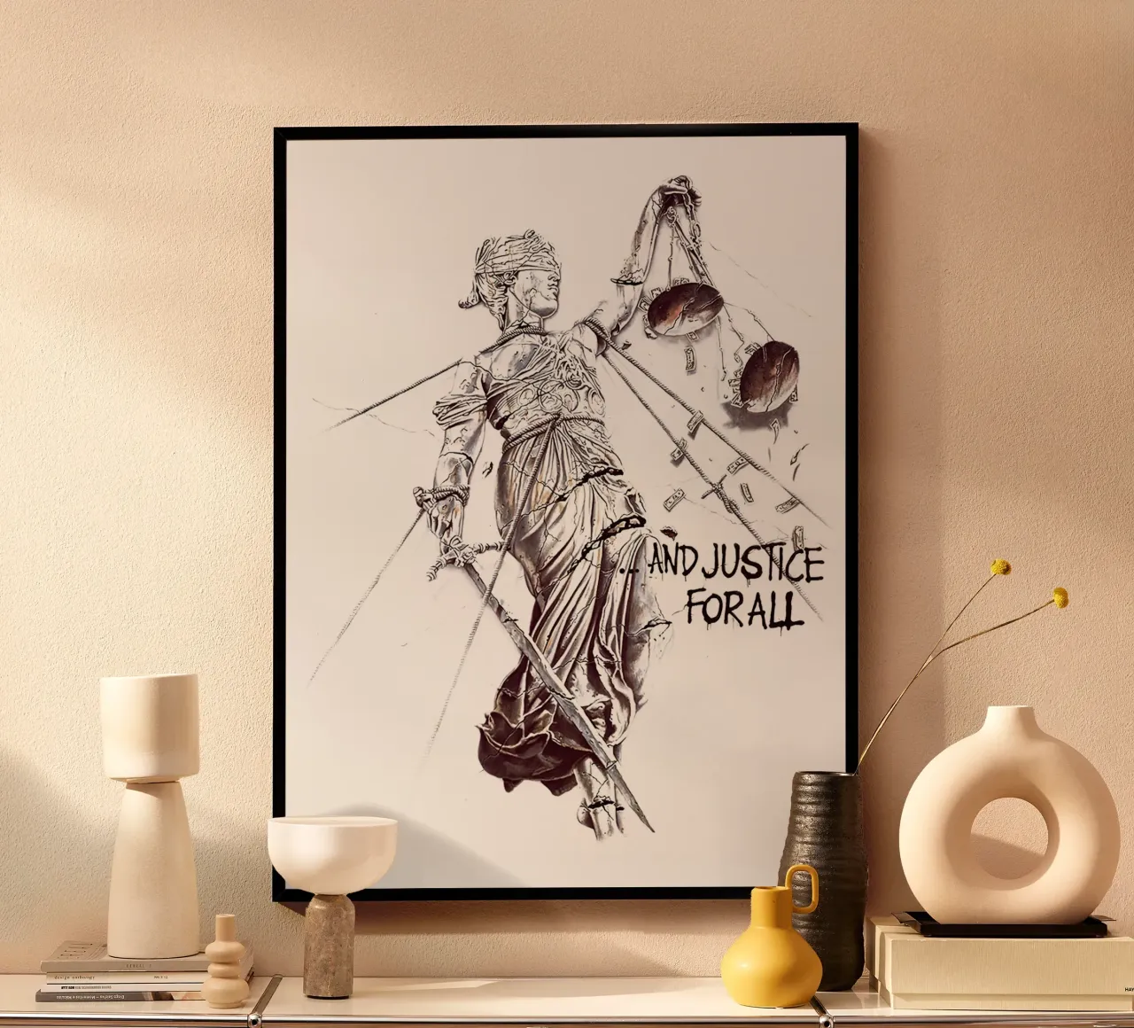 Metallica For All poster con telaio in legno da DupreesArt