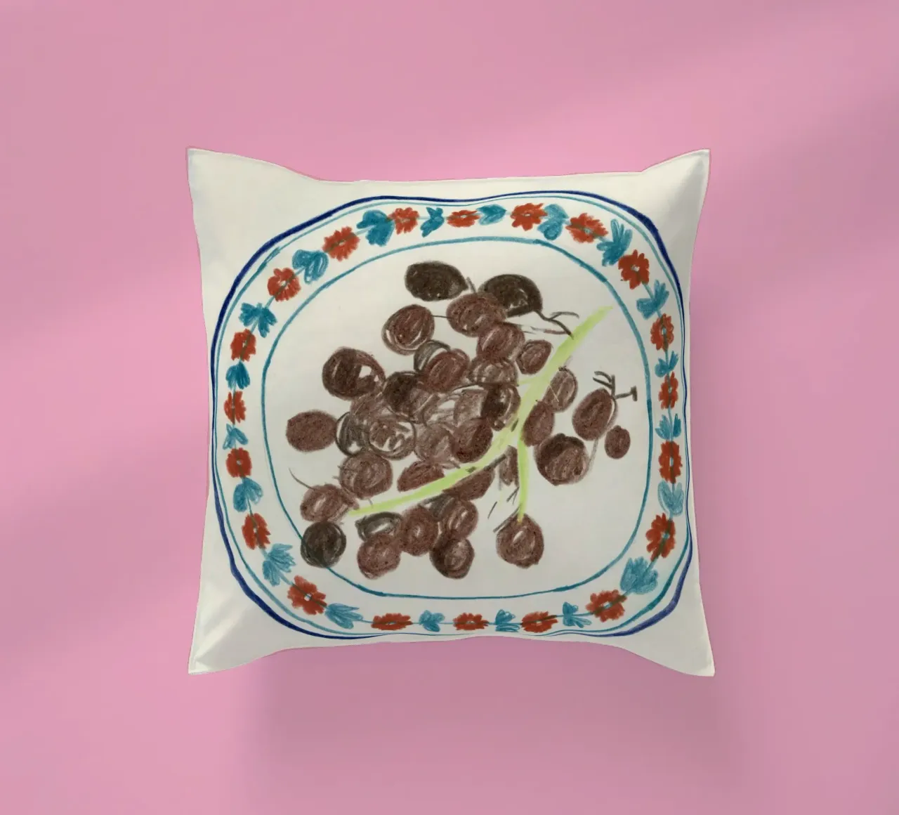 Grapes on a Plate cuscino da Isabelle Vandeplassche