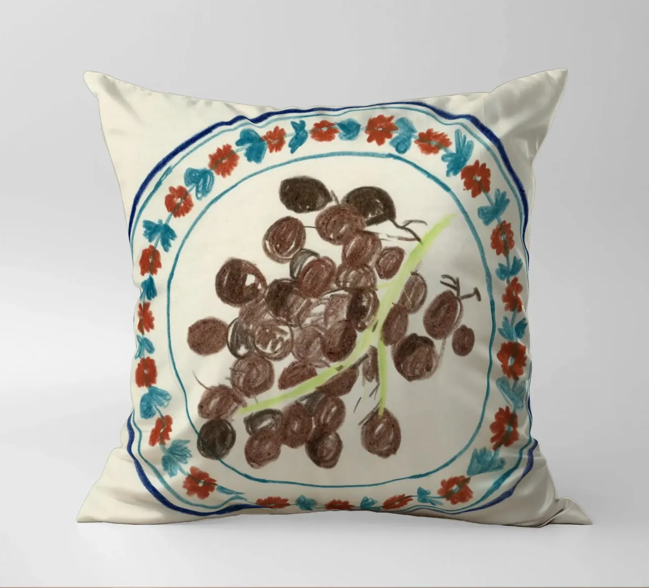 Grapes on a Plate cuscino da Isabelle Vandeplassche