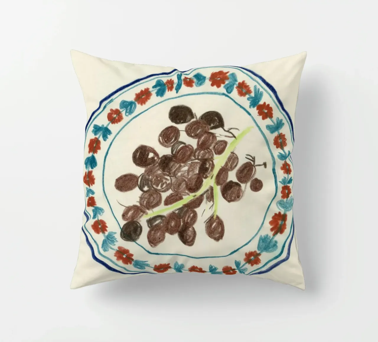 Grapes on a Plate cuscino da Isabelle Vandeplassche