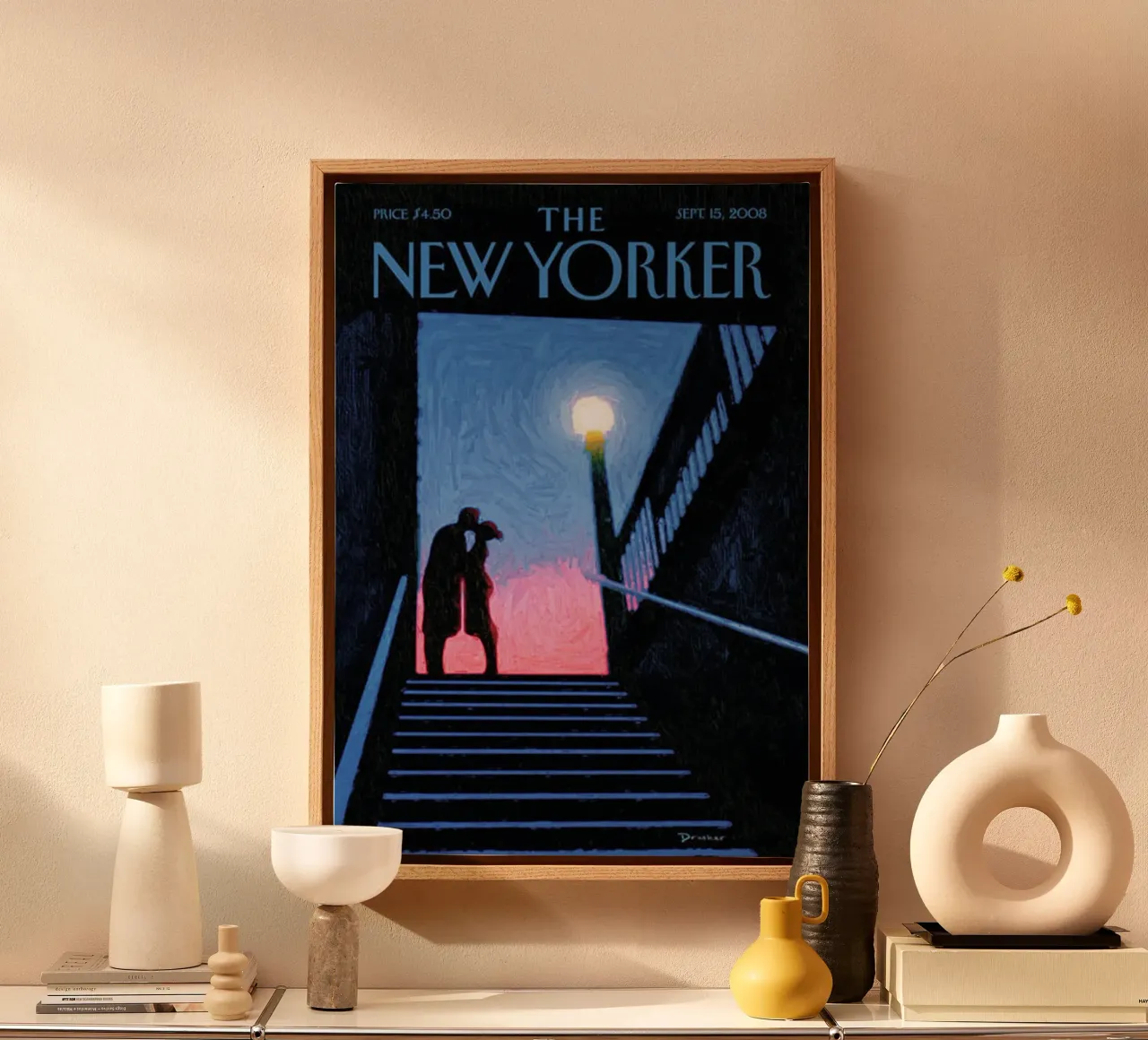 Il New Yorker settembre 2008 tela con Cornice a cassetta da Mr.Lorenzo