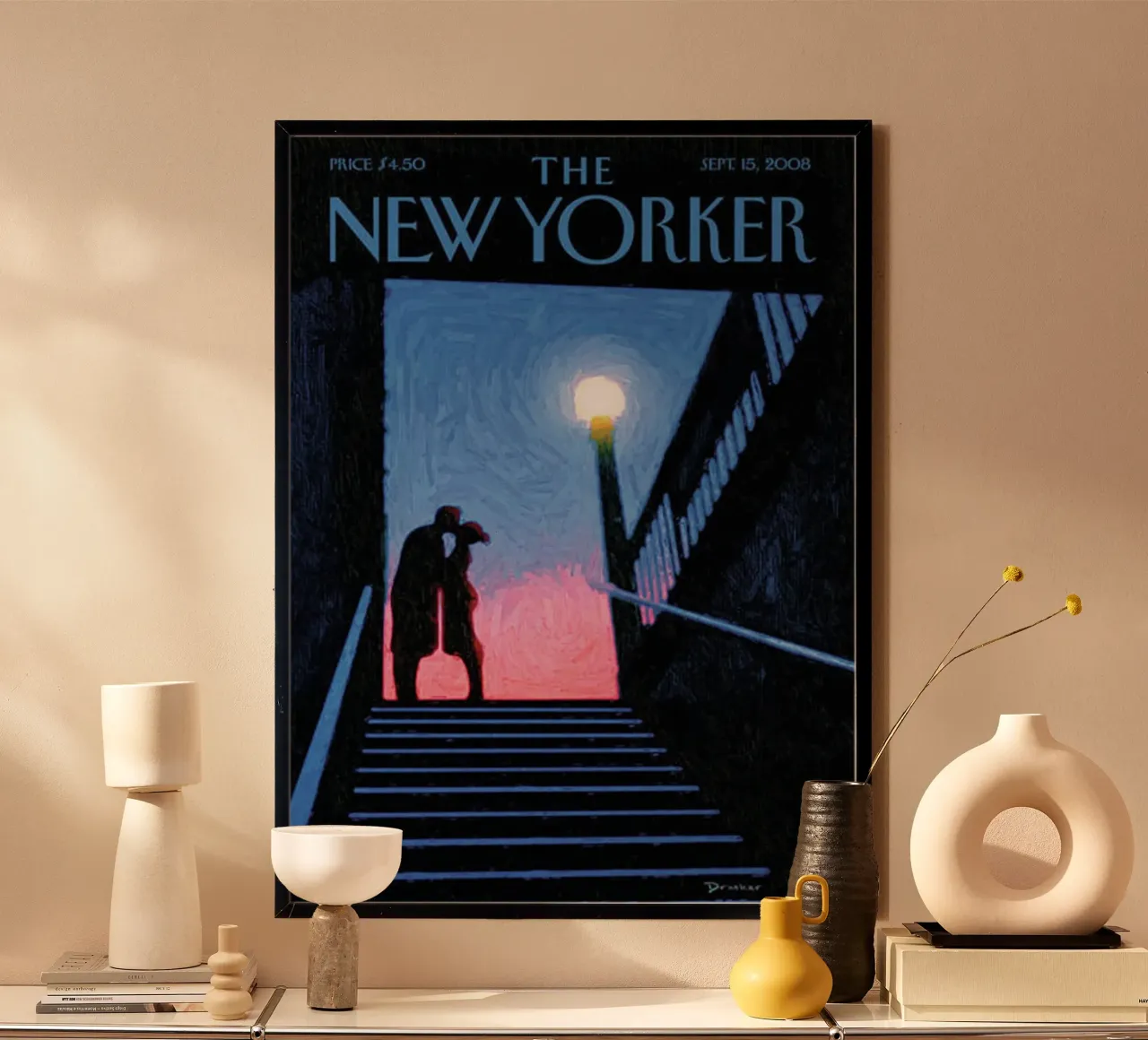 Il New Yorker settembre 2008 poster con telaio in legno da Mr.Lorenzo