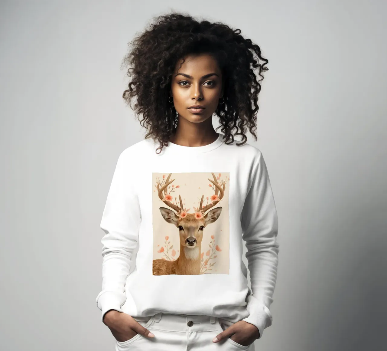 Testa di cervo con corna floreali felpa da DesignDoodle