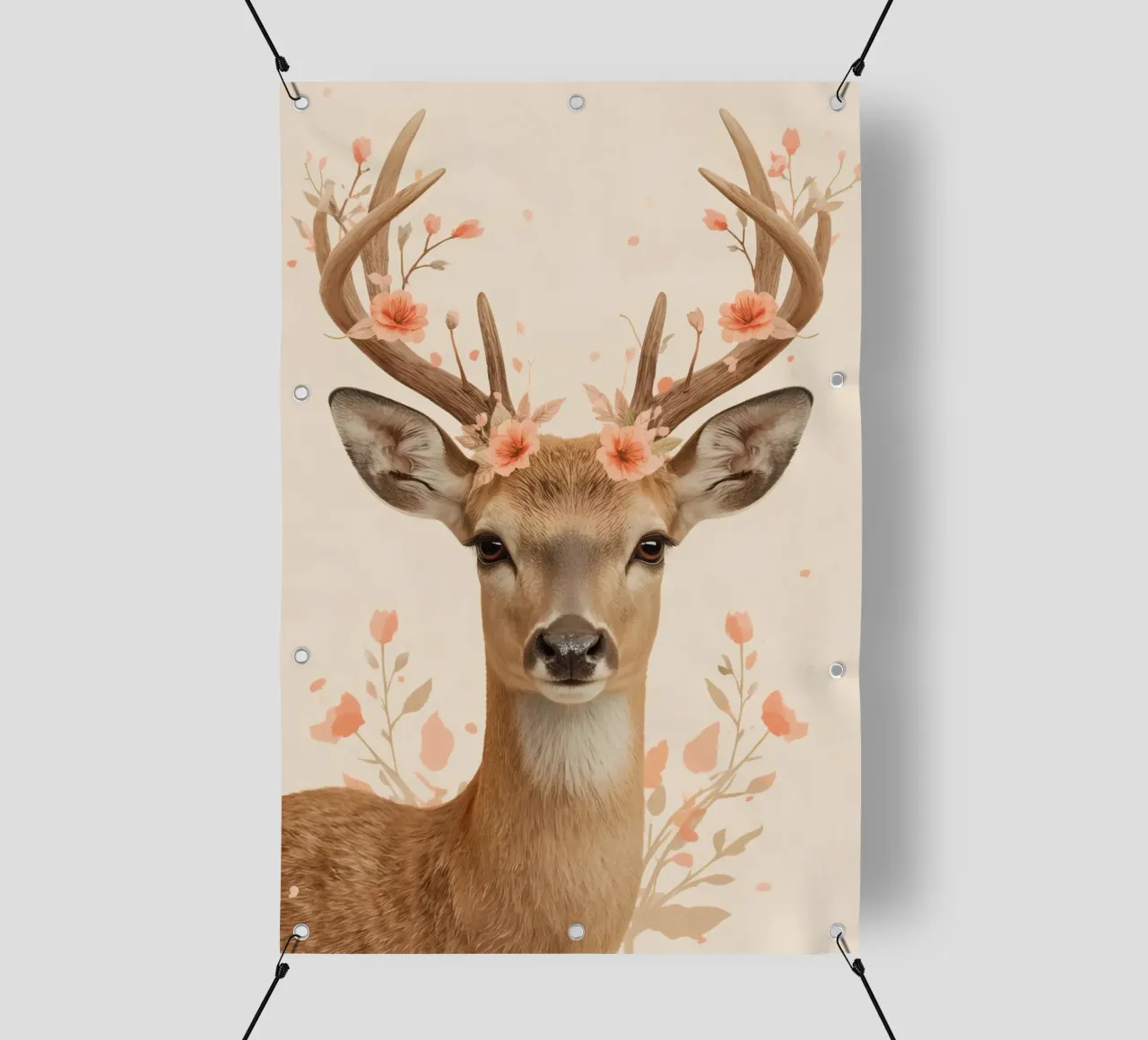 Testa di cervo con corna floreali telo in pvc da DesignDoodle