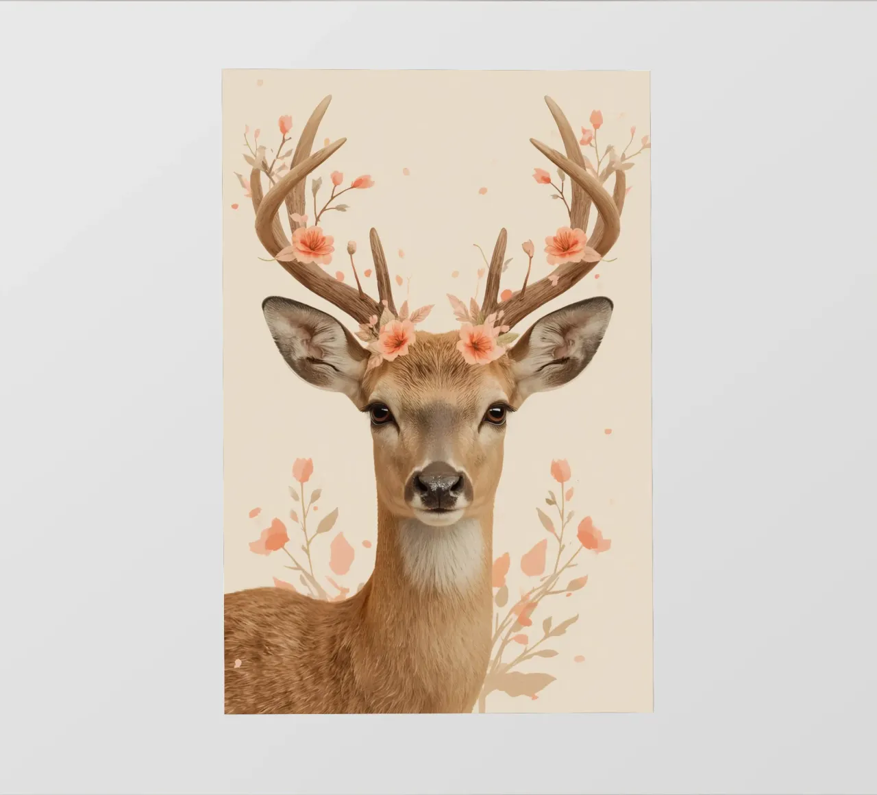 Testa di cervo con corna floreali telo in pvc da DesignDoodle