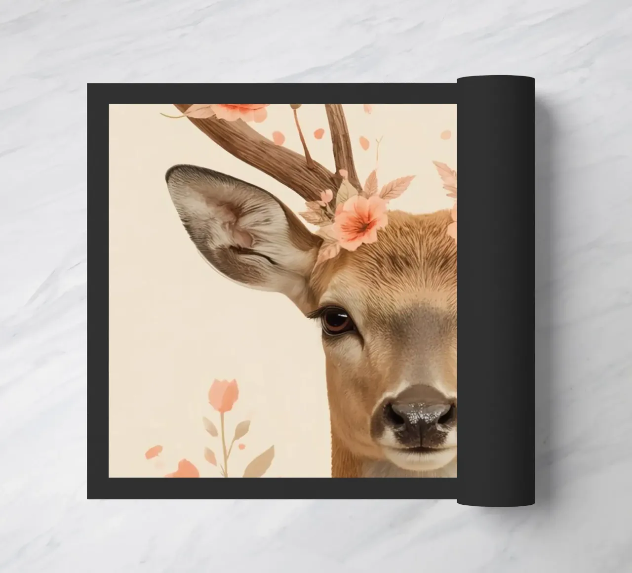 Testa di cervo con corna floreali zerbino da DesignDoodle