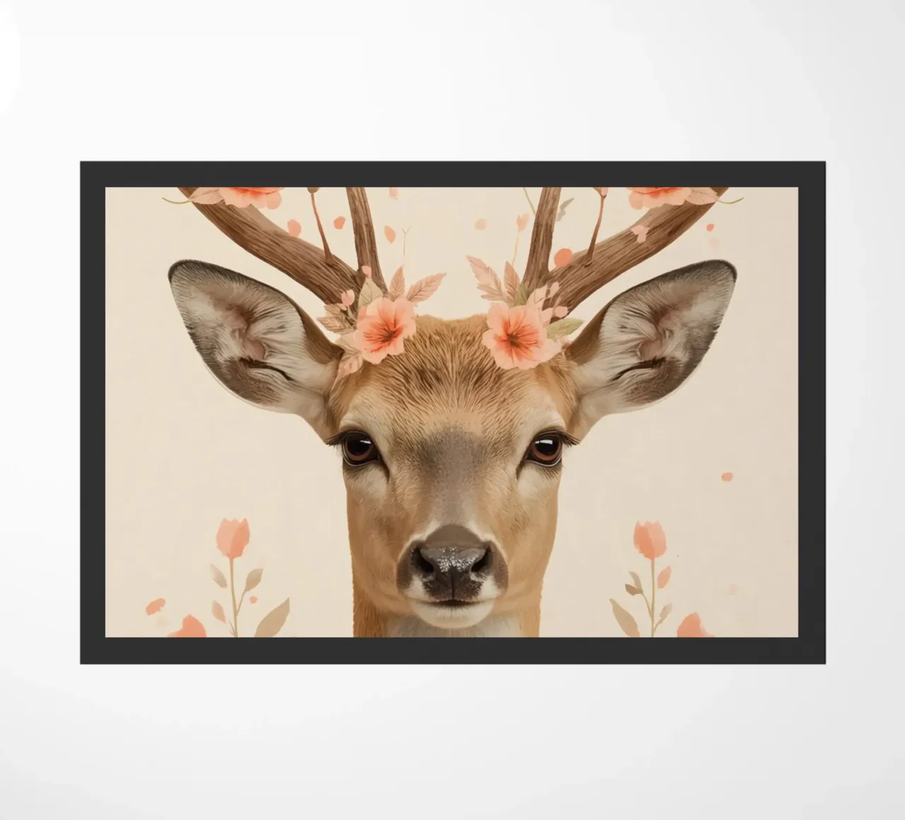 Testa di cervo con corna floreali zerbino da DesignDoodle