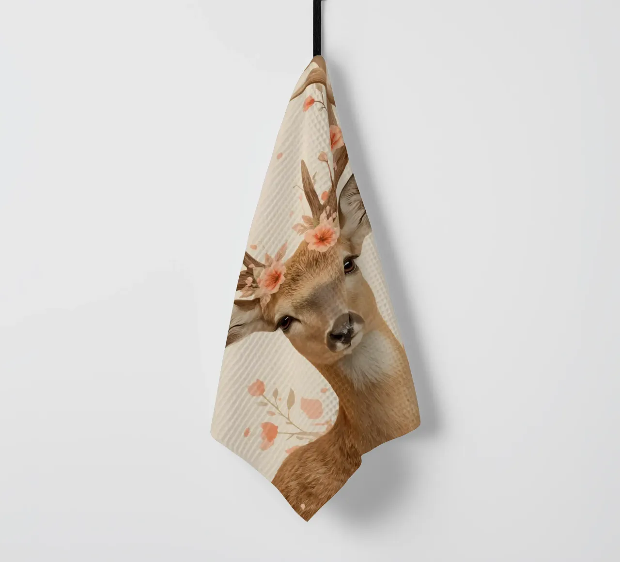 Testa di cervo con corna floreali canovaccio da cucina da DesignDoodle