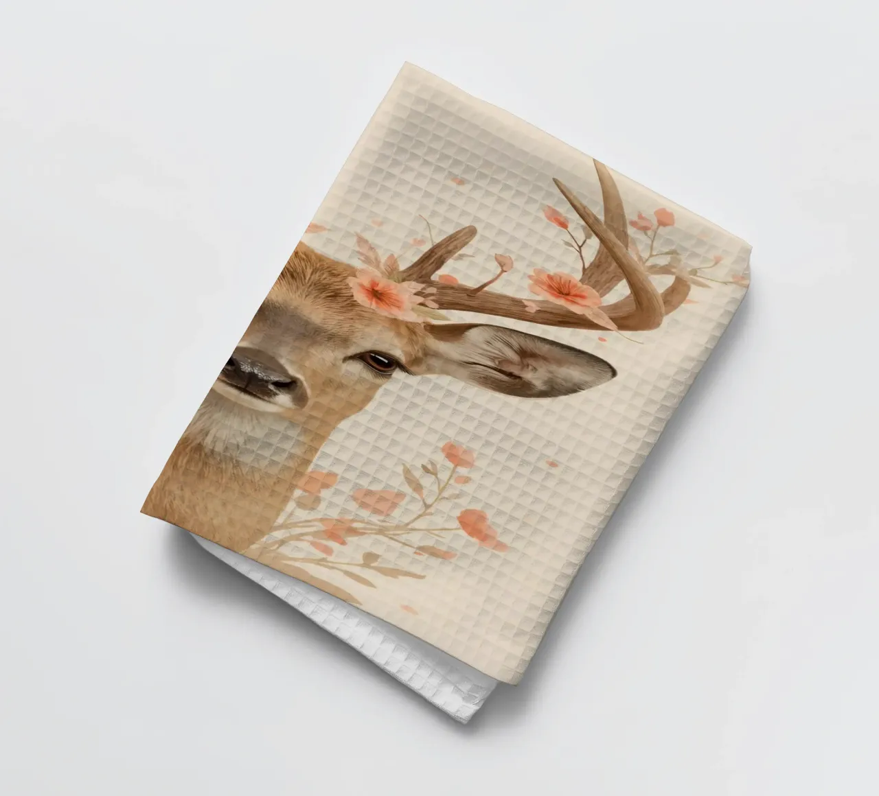Testa di cervo con corna floreali canovaccio da cucina da DesignDoodle