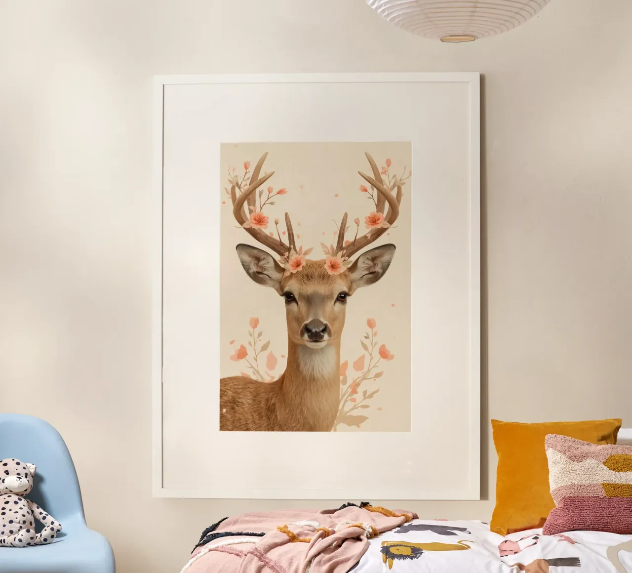 Testa di cervo con corna floreali poster da DesignDoodle