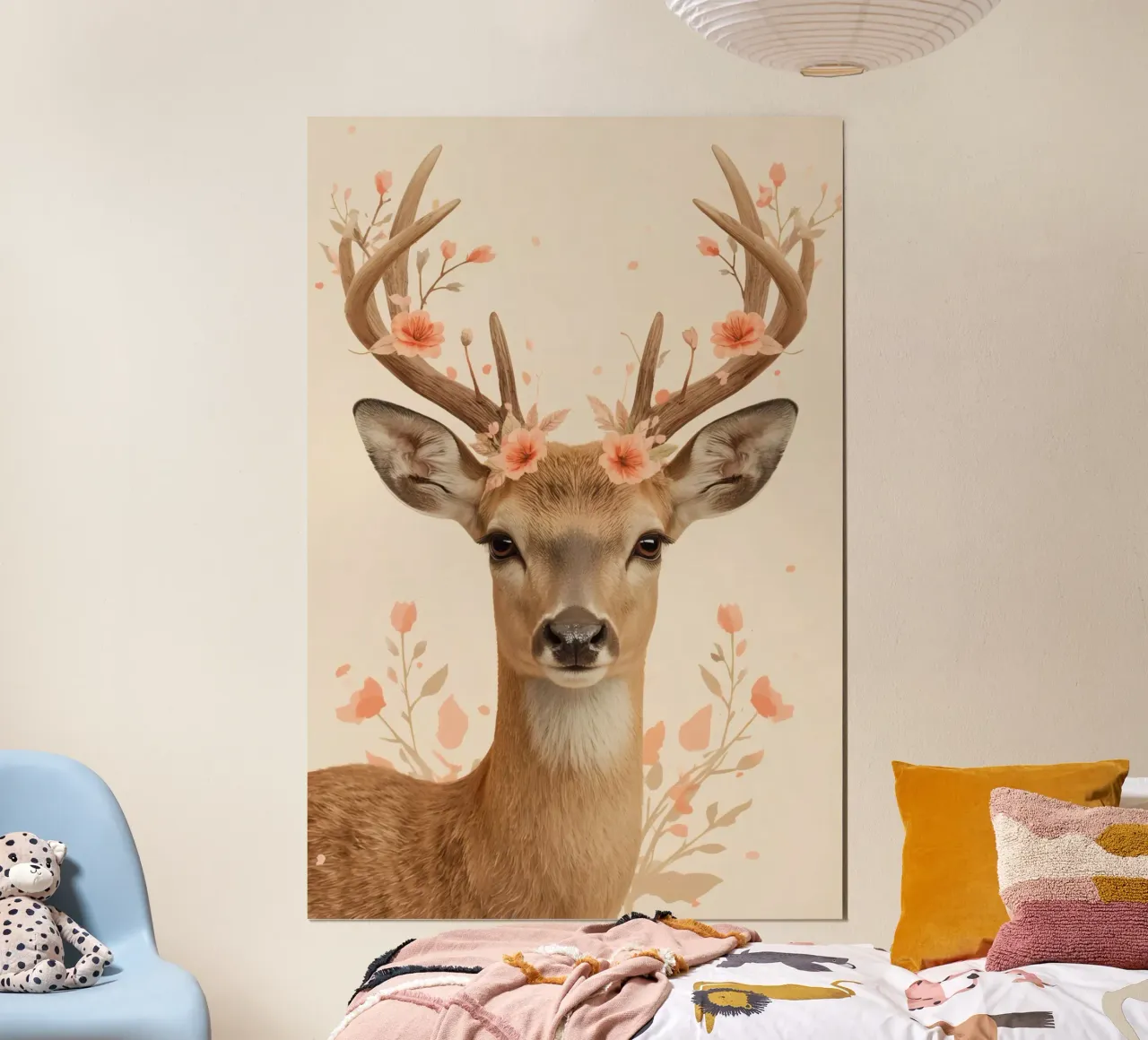 Testa di cervo con corna floreali poster da DesignDoodle