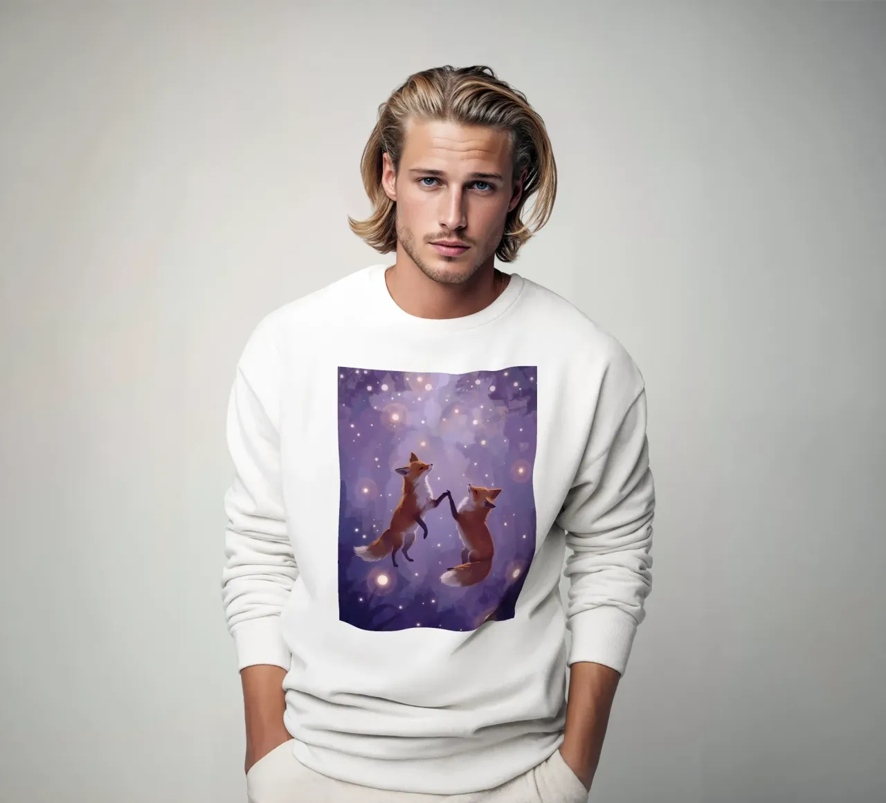 Dos zorros flotando en el espacio sudadera de DesignDoodle