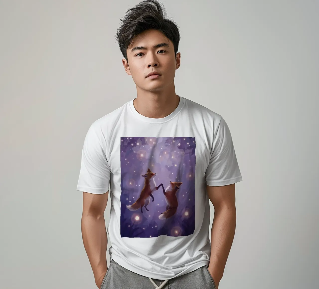 Two Foxes Floating in Space t-shirt by DesignDoodle