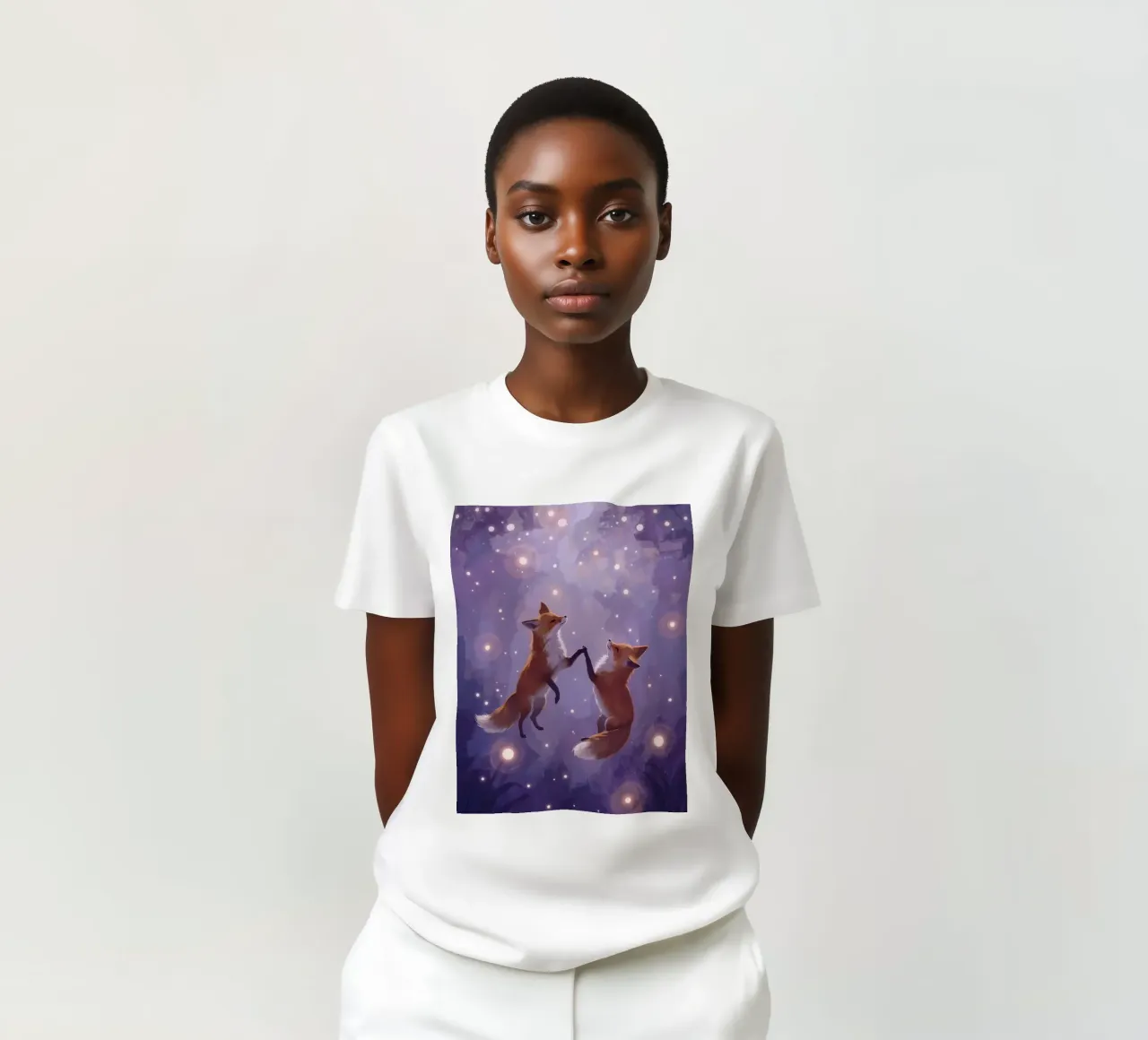 Two Foxes Floating in Space t-shirt by DesignDoodle
