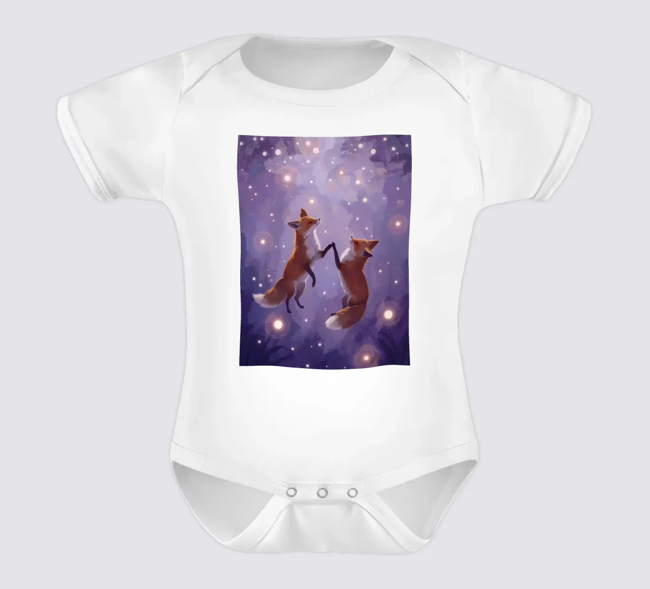 Two Foxes Floating in Space short-sleeve baby romper by DesignDoodle