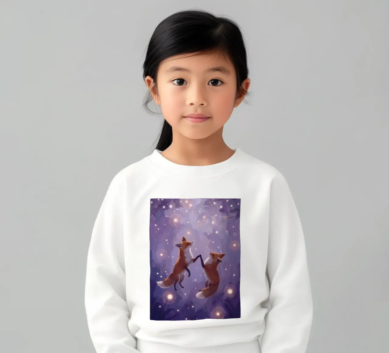 Dos zorros flotando en el espacio sudadera para niño de DesignDoodle