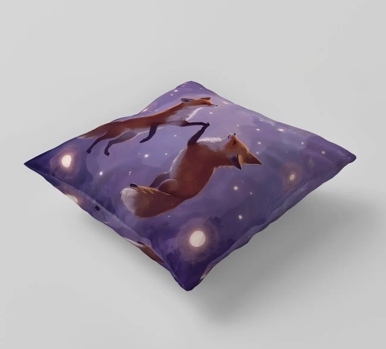 Due volpi che fluttuano nello spazio cuscino da DesignDoodle