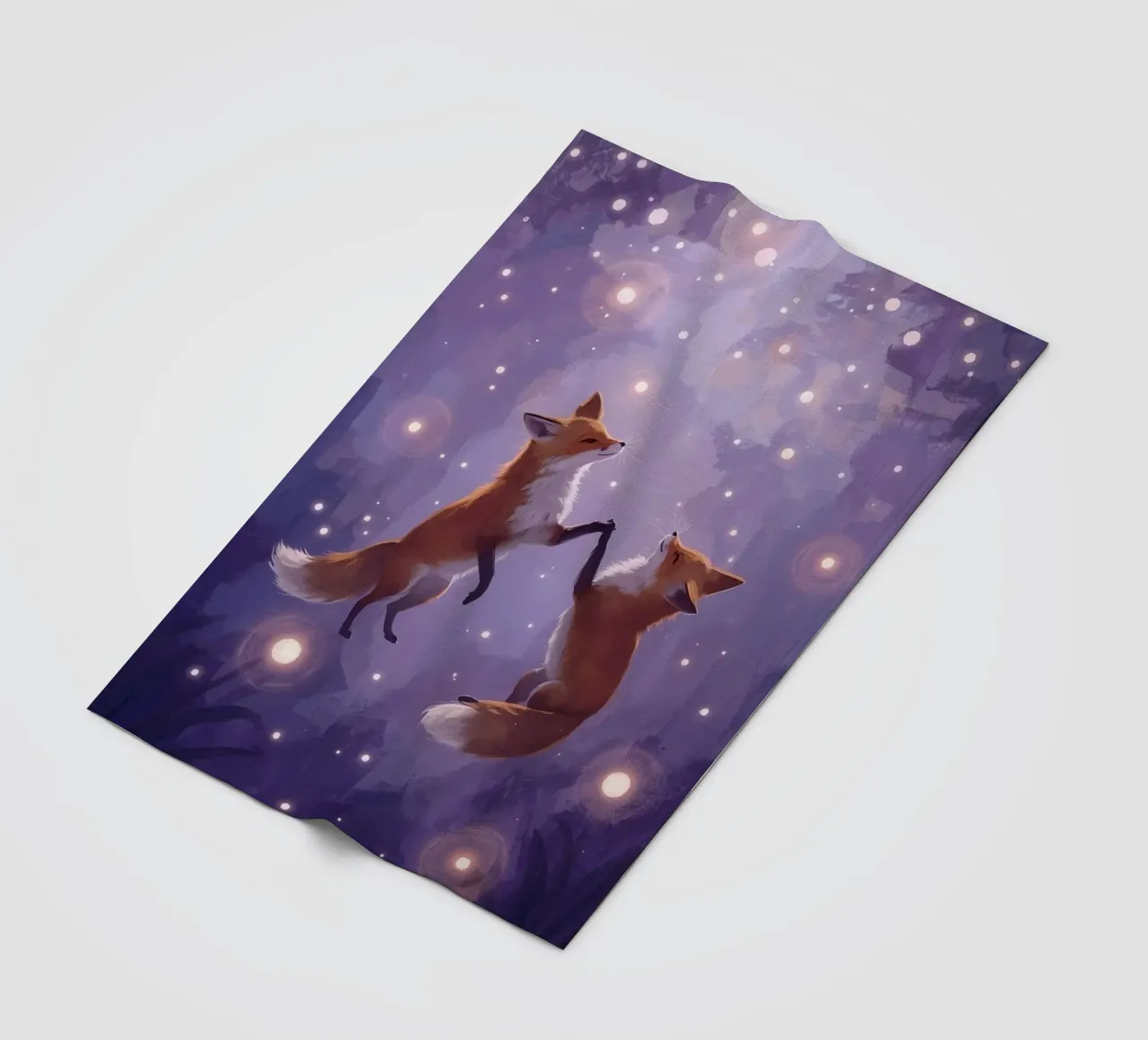 Two Foxes Floating in Space fleece blanket by DesignDoodle